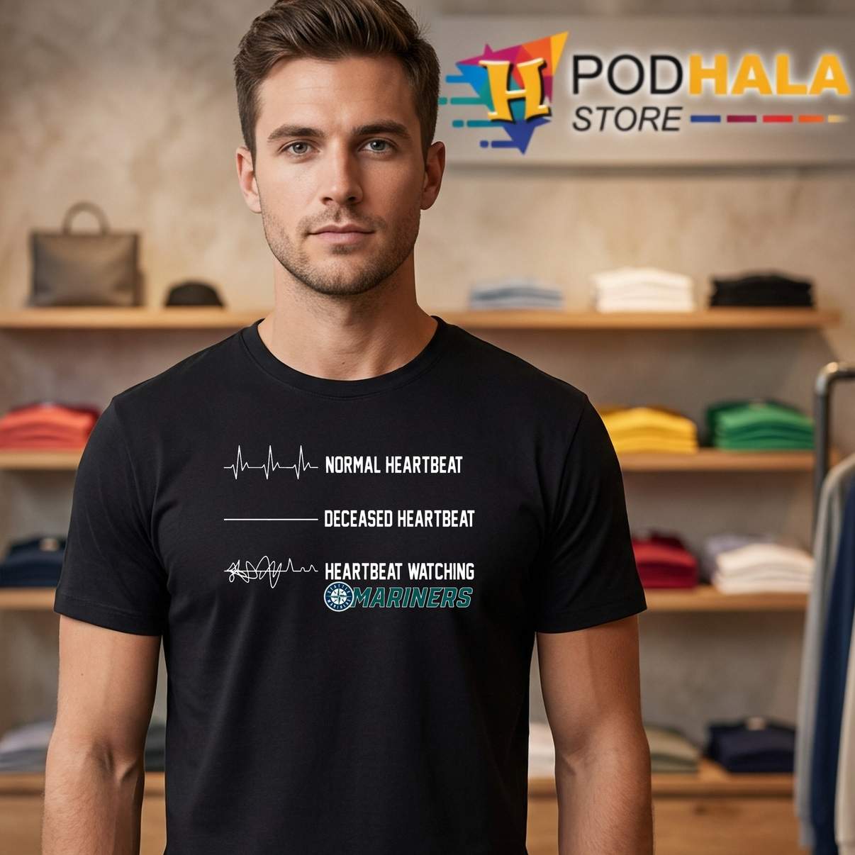 Heartbeat Watching Mariners Shirt Baseball Sports Fan Graphic Design For Men