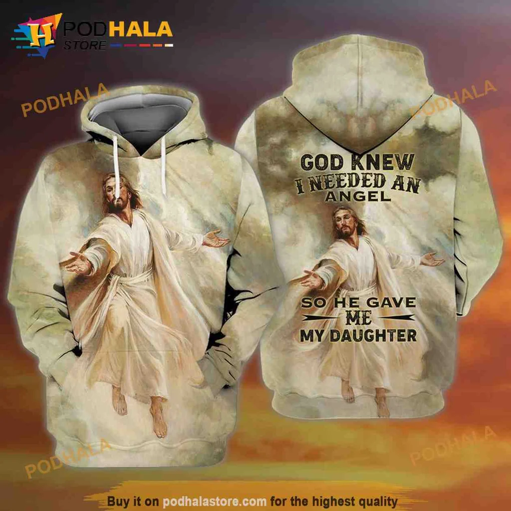 Heartfelt Jesus Daughter Angel 3d Hoodie With Ethereal Design And Warm Message