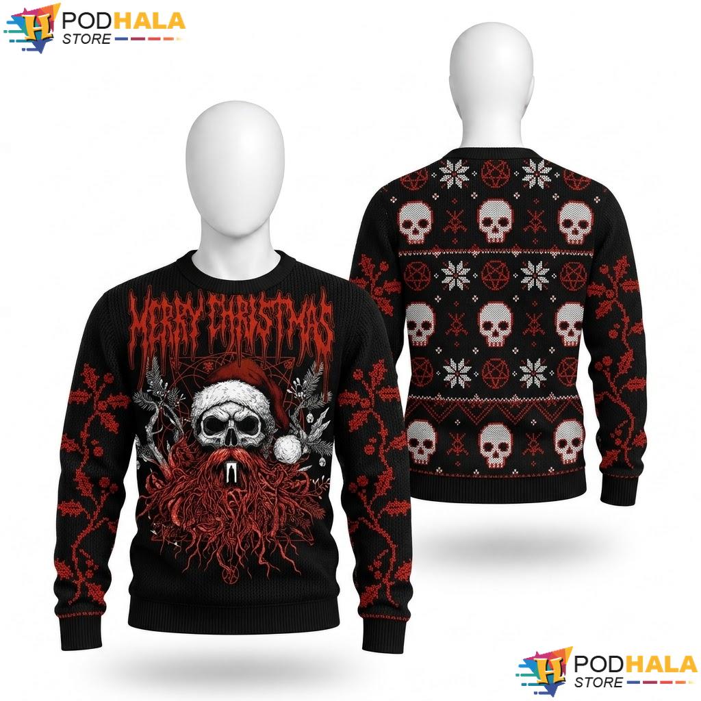 Heavy Metal Band Christmas Sweater Death Metal Parody Santa Outfit