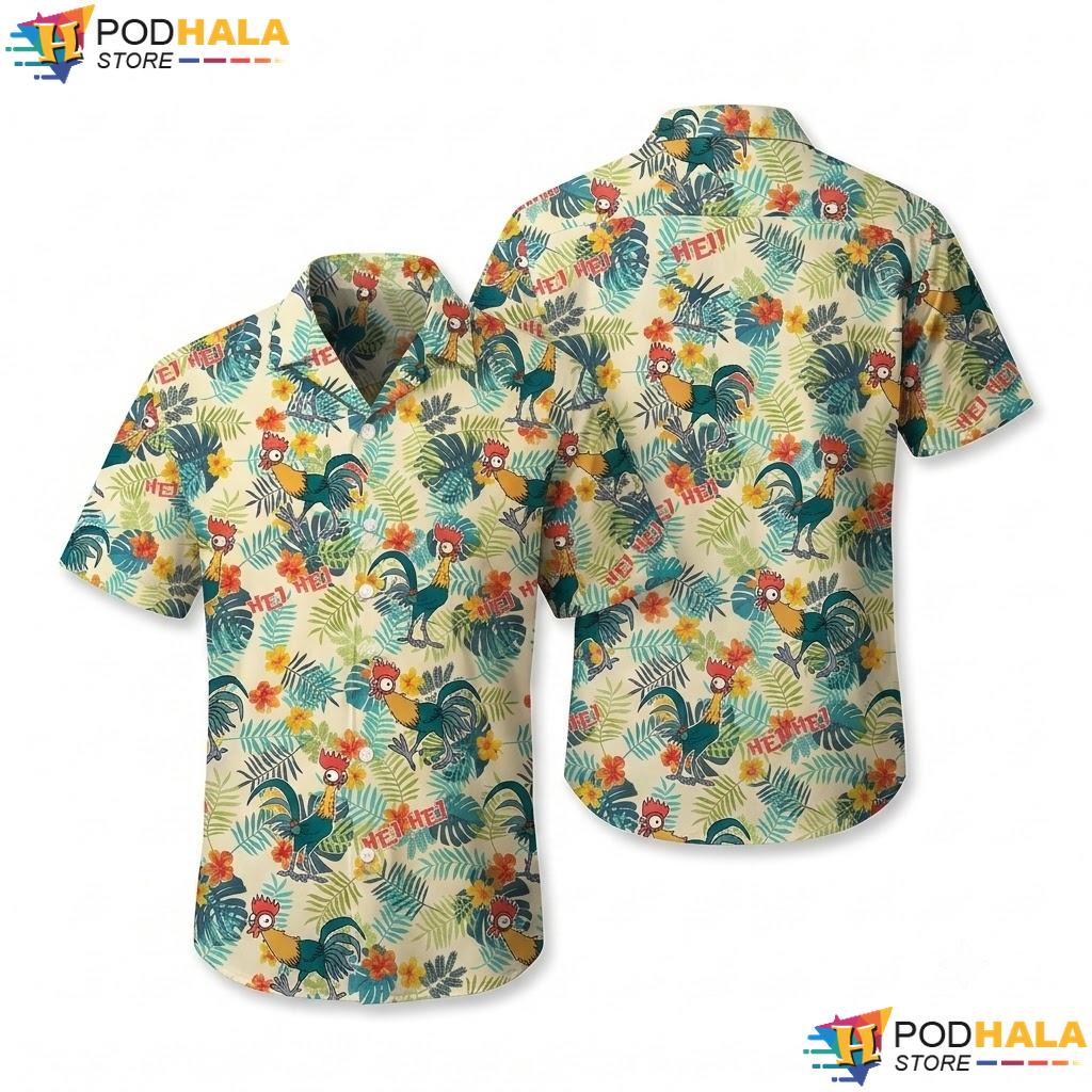 Hei Hei Rooster Hawaiian Shirt Tropical Vacation Resort Beach Outfit