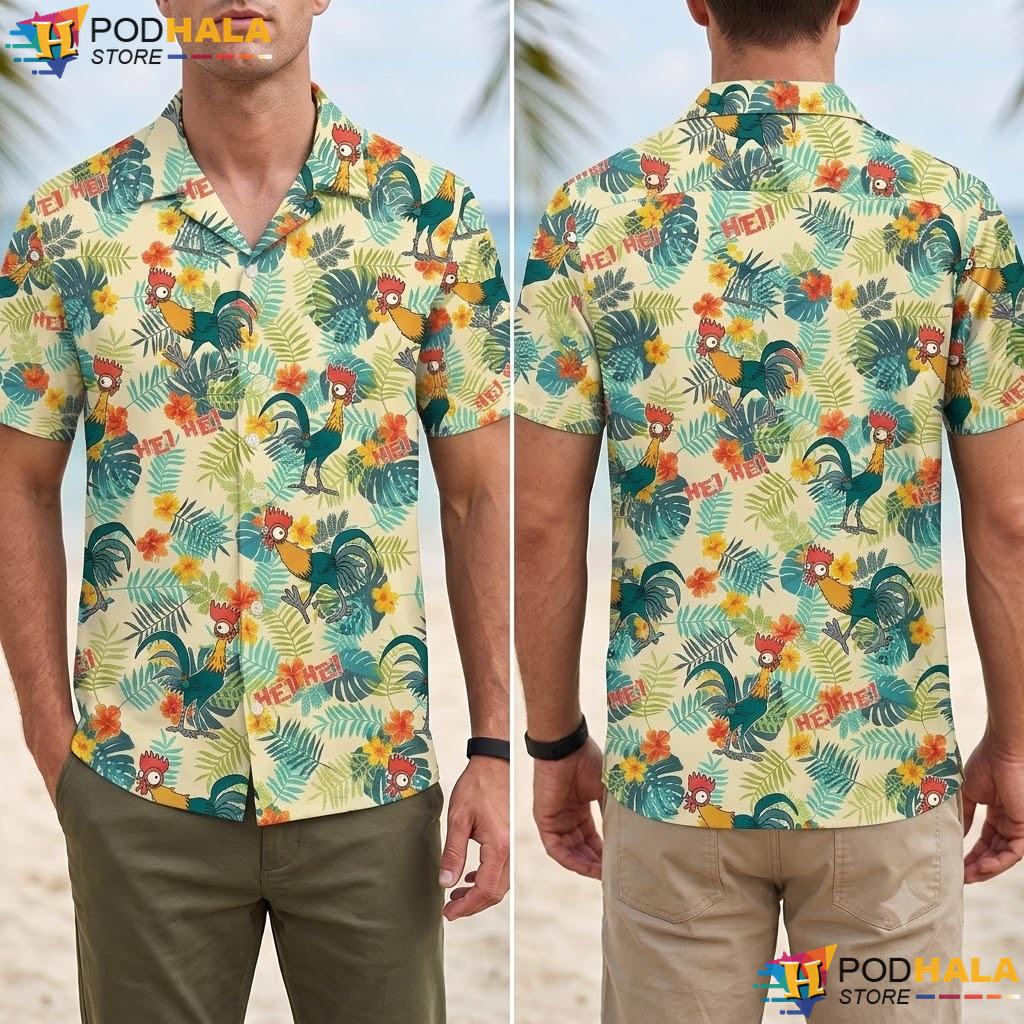 Hei Hei Rooster Aloha Shirt Tropical Vacation Resort Beach Outfit Hei Hei Rooster Aloha Shirt Tropical Vacation Resort Beach Outfit