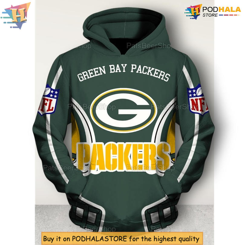 Helmet Unisex Design Green Bay Packers Hoodie 3D All Over Print With Zipper