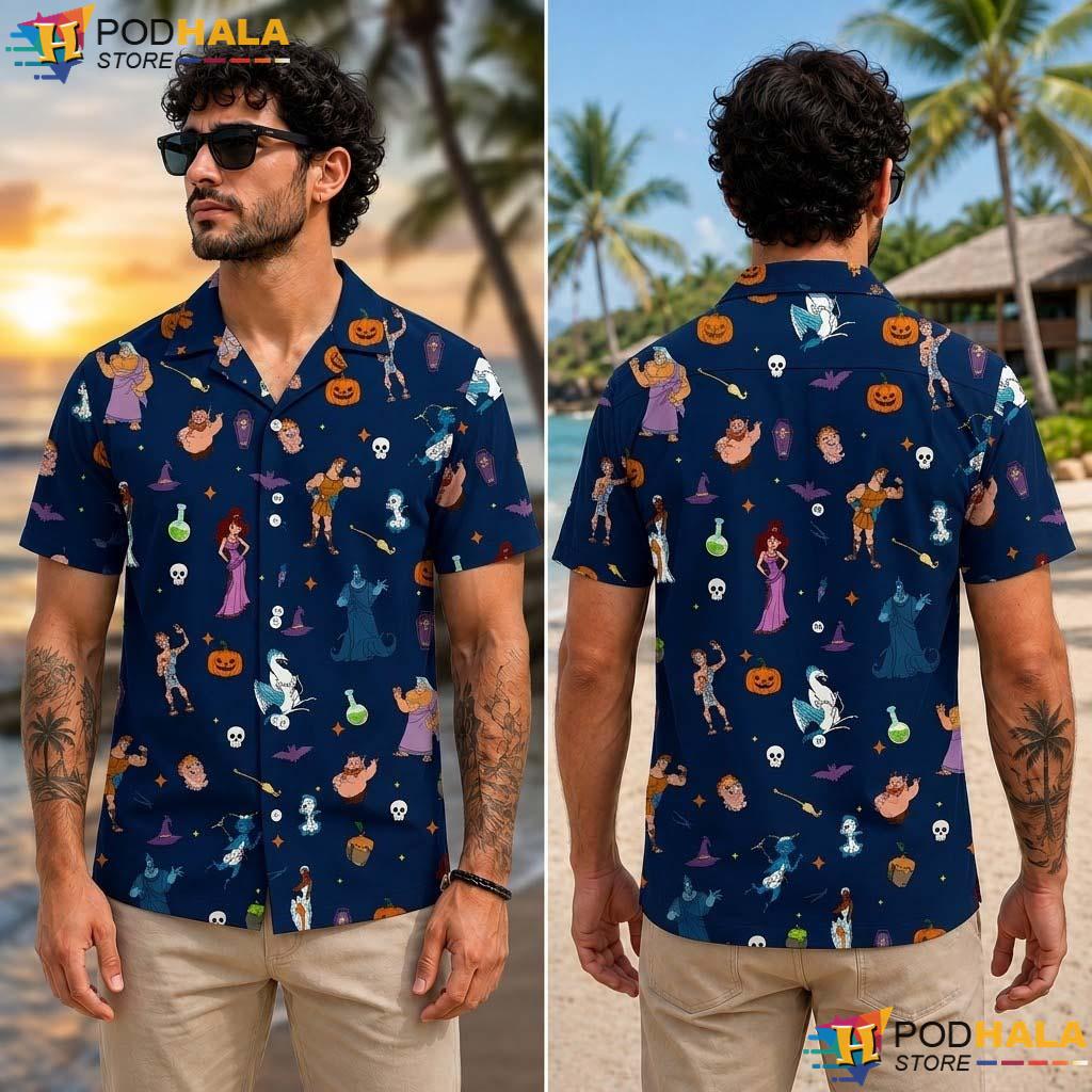 Hercules Movie Halloween Aloha Shirt Disney Family Matching Outfit Hercules Movie Halloween Aloha Shirt Disney Family Matching Outfit