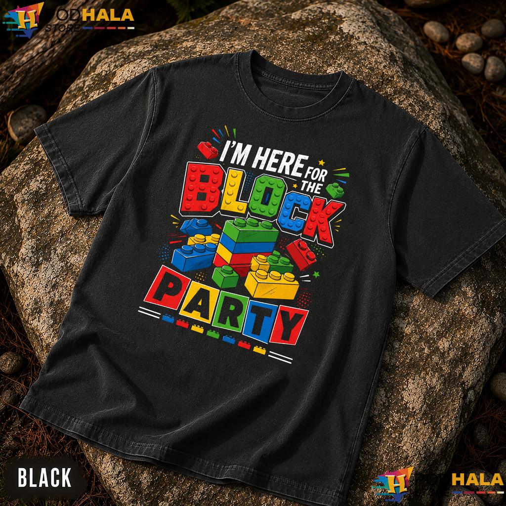 Here For Block Party Comfort Colors T-Shirt Funny Building Graphic For Kids