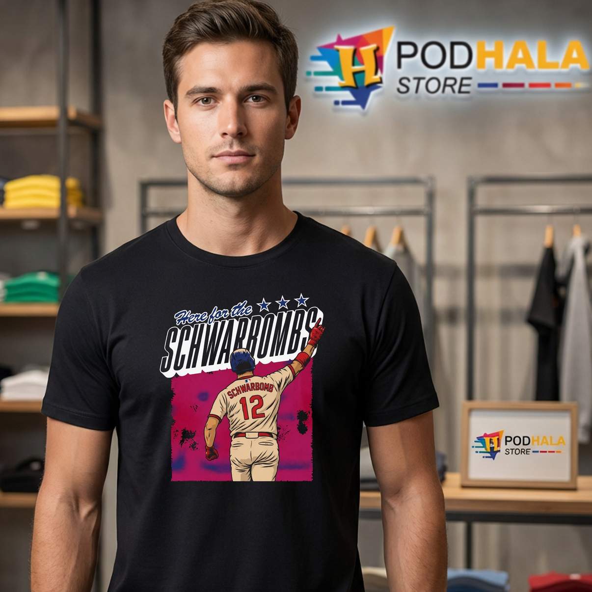 Here For The Schwarbomb Fan Shirt Kyle Schwarber Baseball Sports Graphic Men