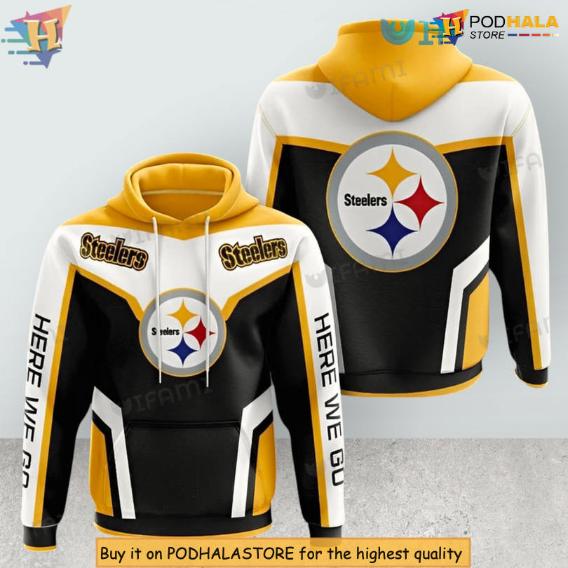 Here We Go Color Block Pittsburgh Steelers Vintage Hoodie Unique Game Day Gift