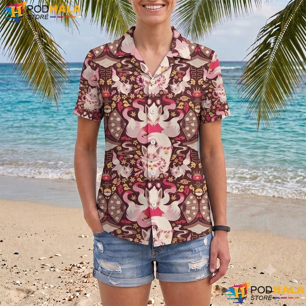 Hisuian Zorua Short-sleeve button-up shirt Mystic Spirit Pattern Summer Beach Outfit Hisuian Zorua Short-sleeve button-up shirt Mystic Spirit Pattern Summer Beach Outfit