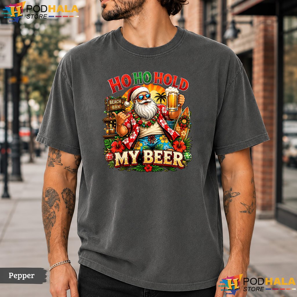 Ho Ho Hold My Beer July Comfort Colors T-Shirt Funny Summer Christmas Top