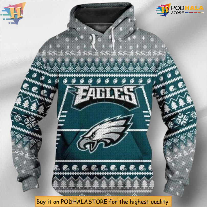 Holiday Celebration Womens Philadelphia Eagles Hoodie 3D Christmas Print