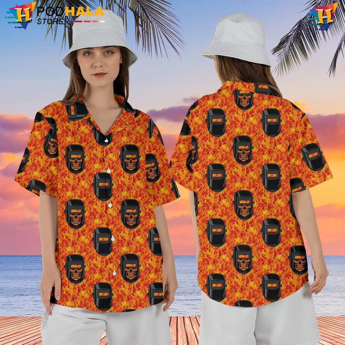 Holiday Welder Tropical Shirt Mens Button Down Welding Worker Beach Festival Holiday Welder Tropical Shirt Mens Button Down Welding Worker Beach Festival