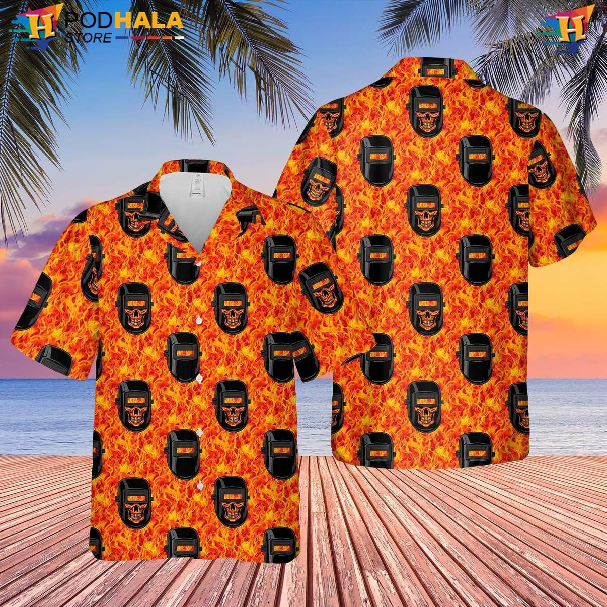 Holiday Welder Short-sleeve button-up shirt Mens Button Down Welding Worker Beach Festival Holiday Welder Short-sleeve button-up shirt Mens Button Down Welding Worker Beach Festival