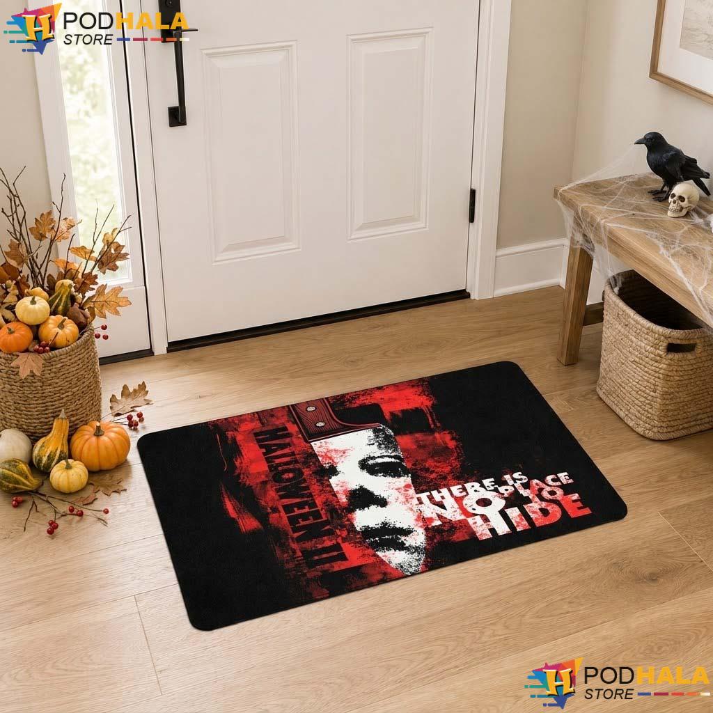 Horror Fan Halloween Doormat No Place To Hide Spooky Welcome Entrance Rug