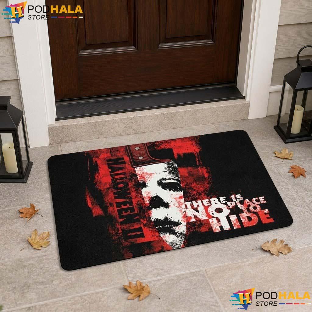 Horror Fan Halloween Doormat No Place To Hide Spooky Welcome Entrance Rug - View 1 Horror Fan Halloween Doormat No Place To Hide Spooky Welcome Entrance Rug - View 1