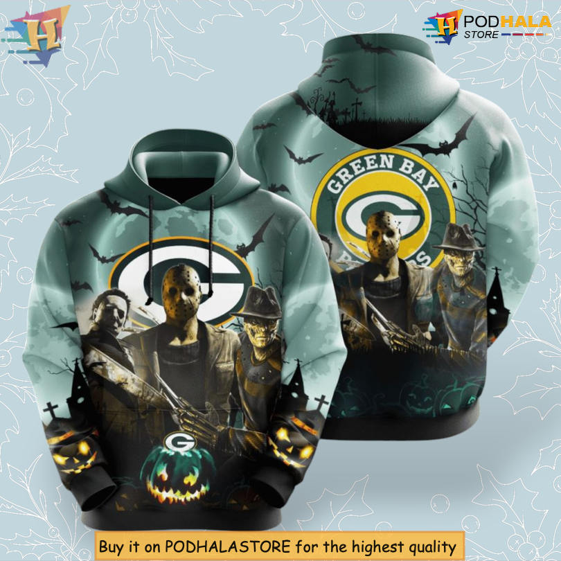 Horror Halloween Characters Green Bay Packers Hoodie 3D All Over Print