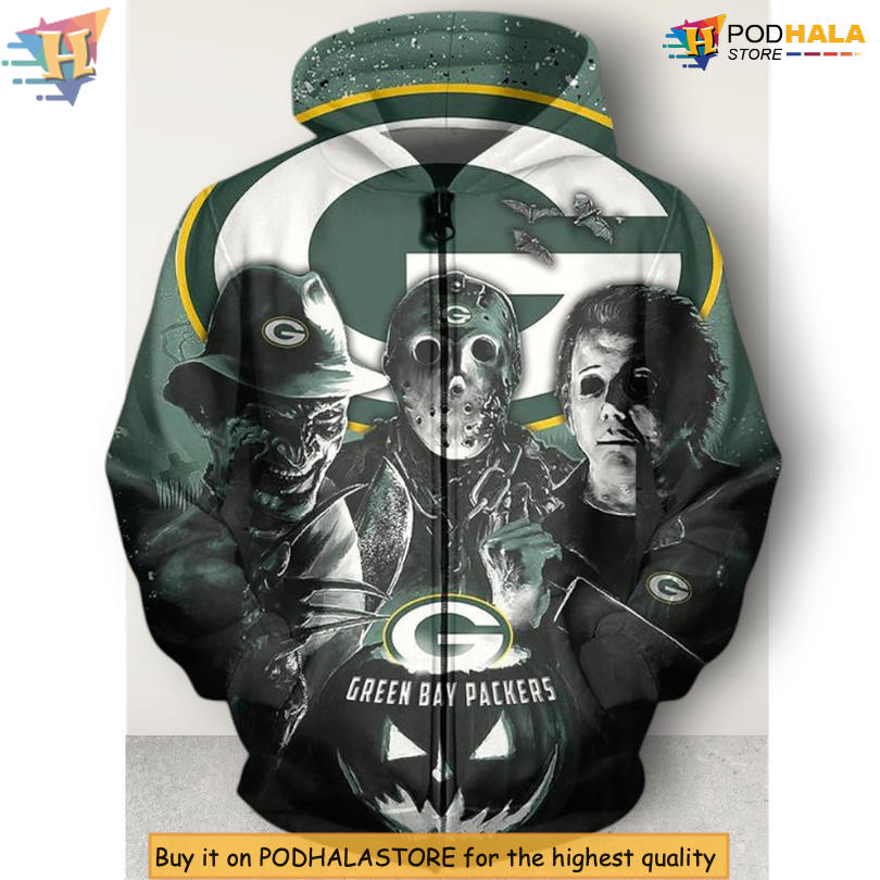 Horror Movie Characters Theme Green Bay Packers Hoodie 3D All Over Print