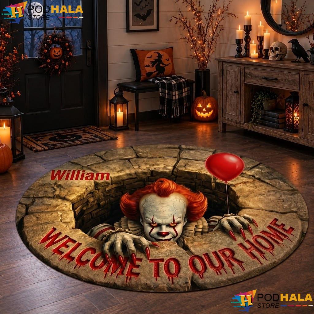 Horror Movie Illusion Halloween Round Area Rug 3D Scary Outdoor Home Decor