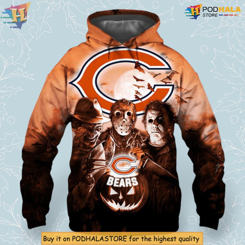 Horror Night Concept Chicago Bears Mens Hoodie Halloween Edition