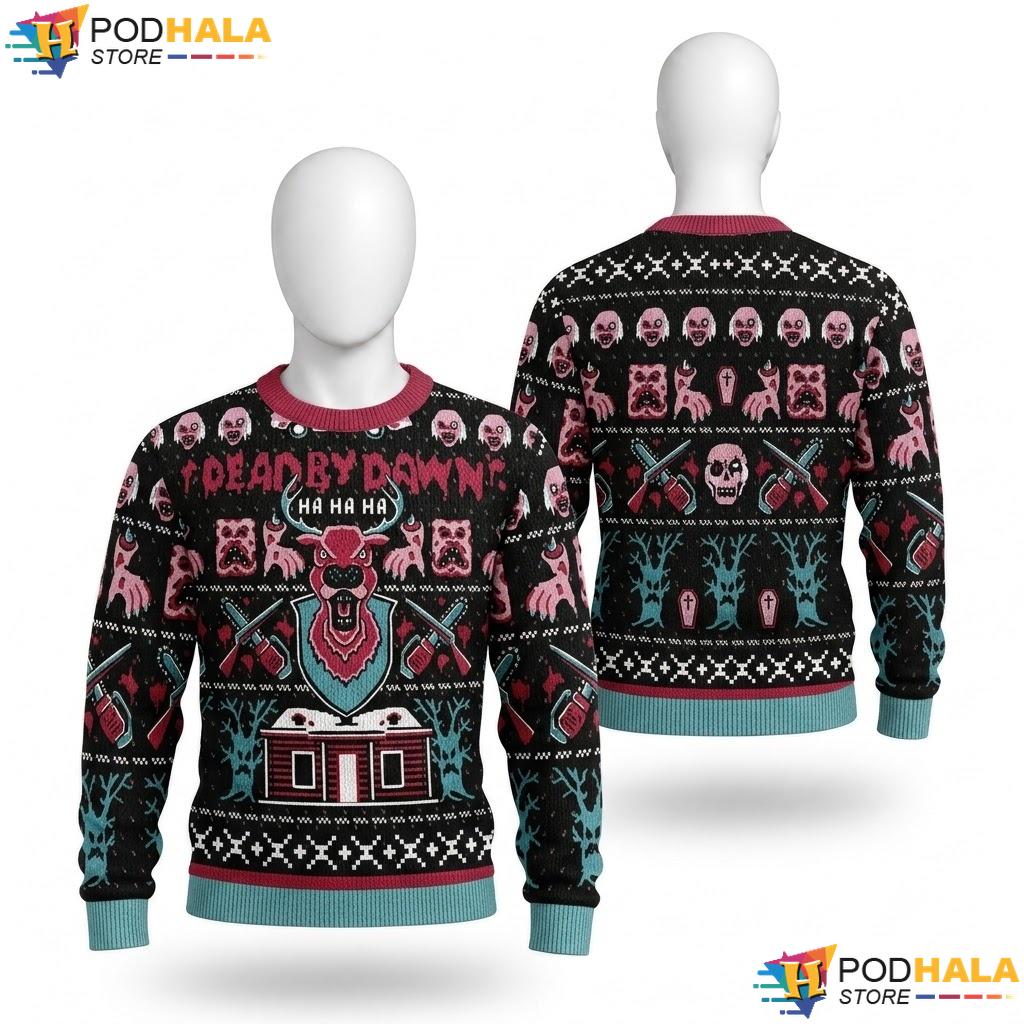Horror Theme Dead By Dawn Ugly Christmas Sweater Xmas Fans Pullover Top