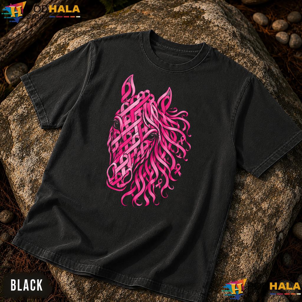 Horse Pink Ribbon Breast Comfort Colors Shirt Cancer Awareness