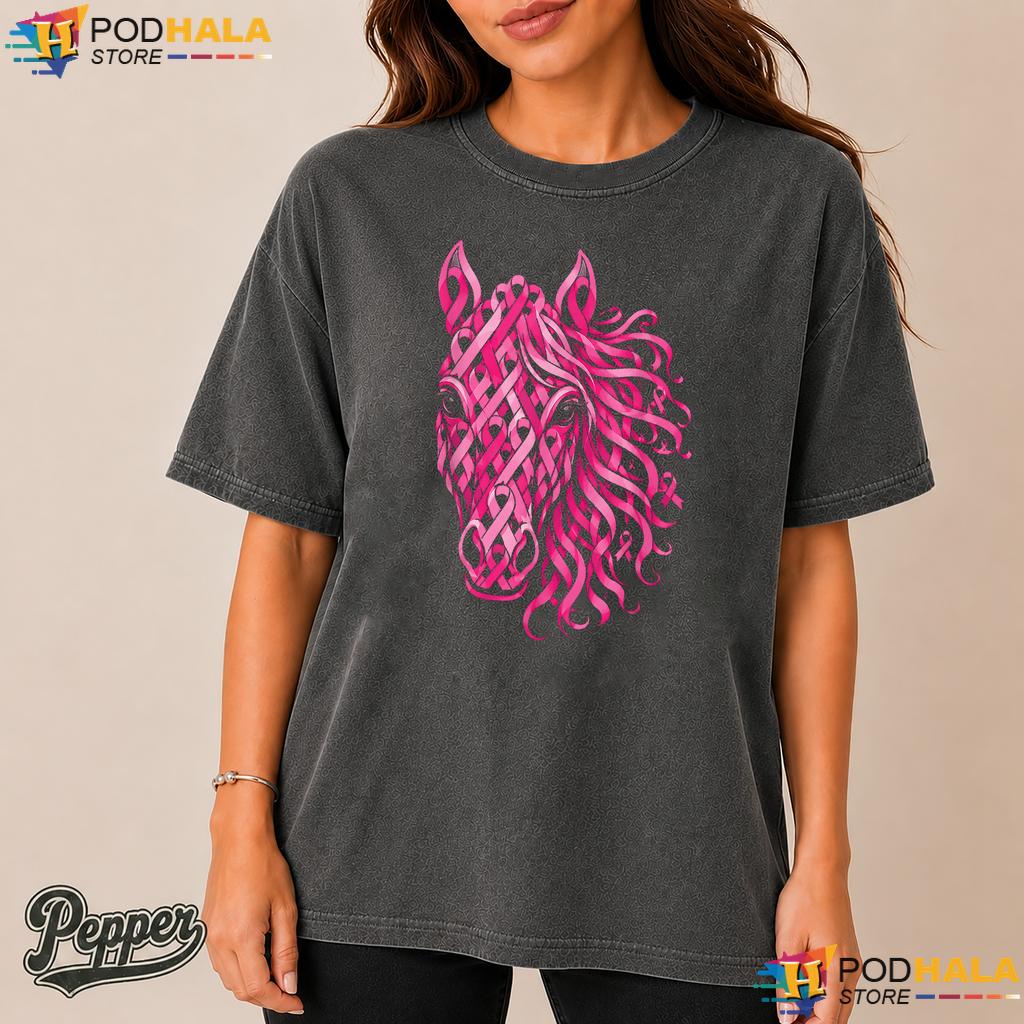 Horse Pink Ribbon Breast Comfort Colors T-Shirt Cancer Awareness Horse Pink Ribbon Breast Comfort Colors T-Shirt Cancer Awareness