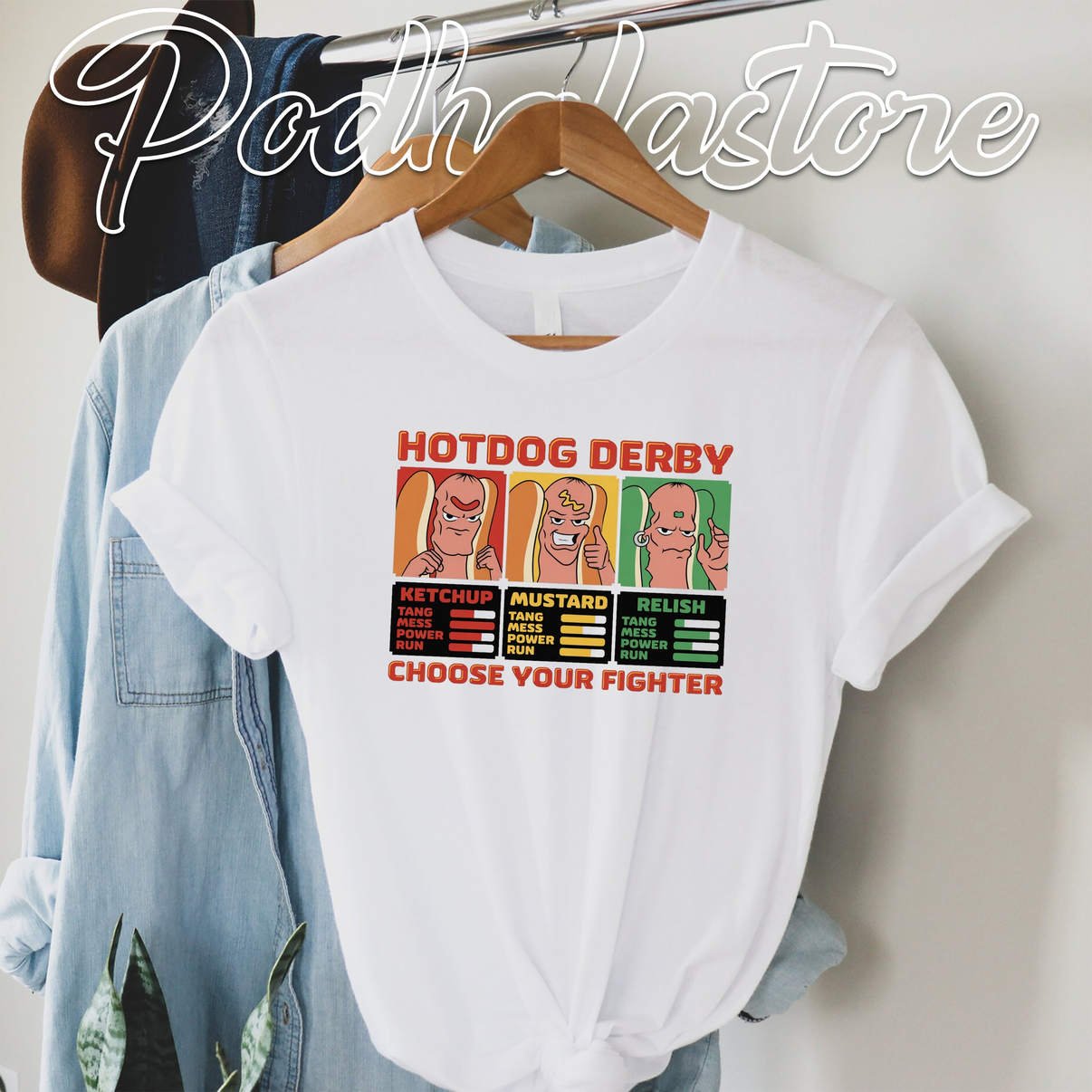 Hot Dog Derby Choose Your Fighter Shirt Ketchup Mustard Relish Graphic Design