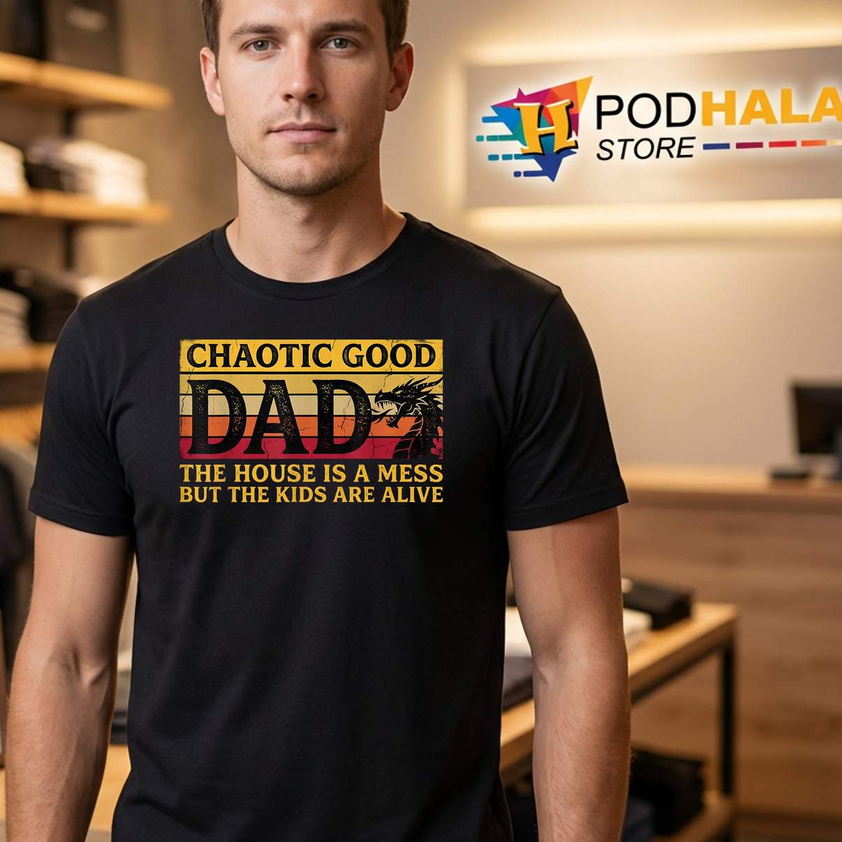 House Is A Mess Shirt Chaotic Good Dad Kids Are Alive Funny Fatherhood Tee