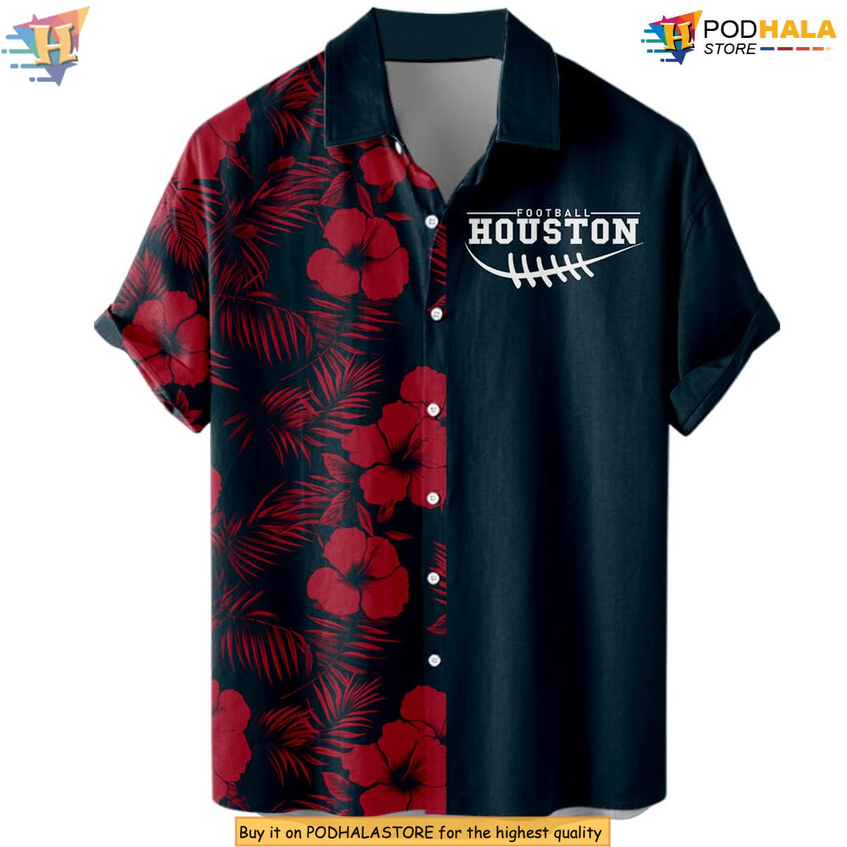 Houston Floral Football Hawaiian Shirt 2026 Custom Name Number Fan Apparel