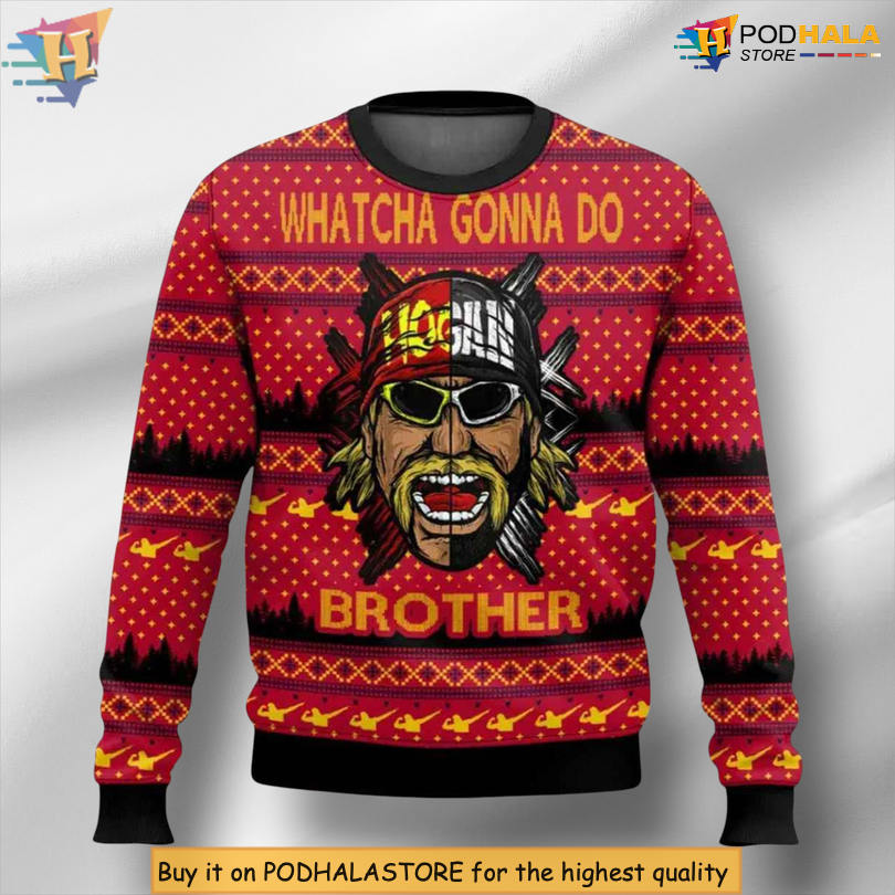 Hulk Hogan Wrestling Meme Scene Classic Quote Graphic Xmas Sweater