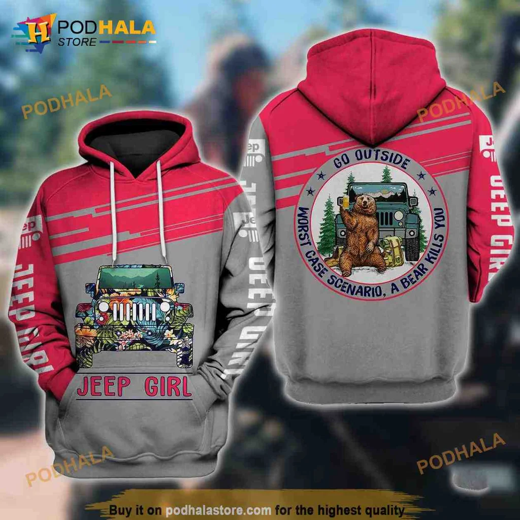 Humorous Bear Camping 3d Hoodie Go Outside Worst Case Scenario Design