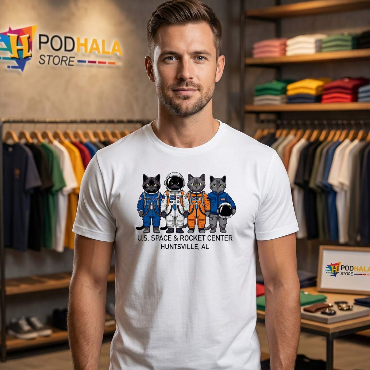 Huntsville Alabama Space Tshirt Rocket Center Astronaut Cats Graphic For Men Huntsville Alabama Space Tshirt Rocket Center Astronaut Cats Graphic For Men