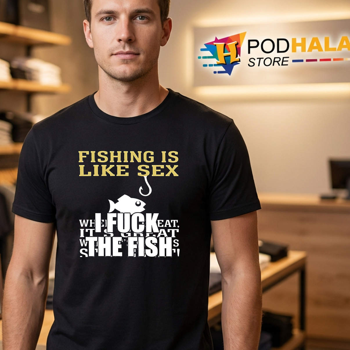 I Fuck The Fish Funny Meme Graphic Shirt 2026 Fishing Casual Fan Apparel