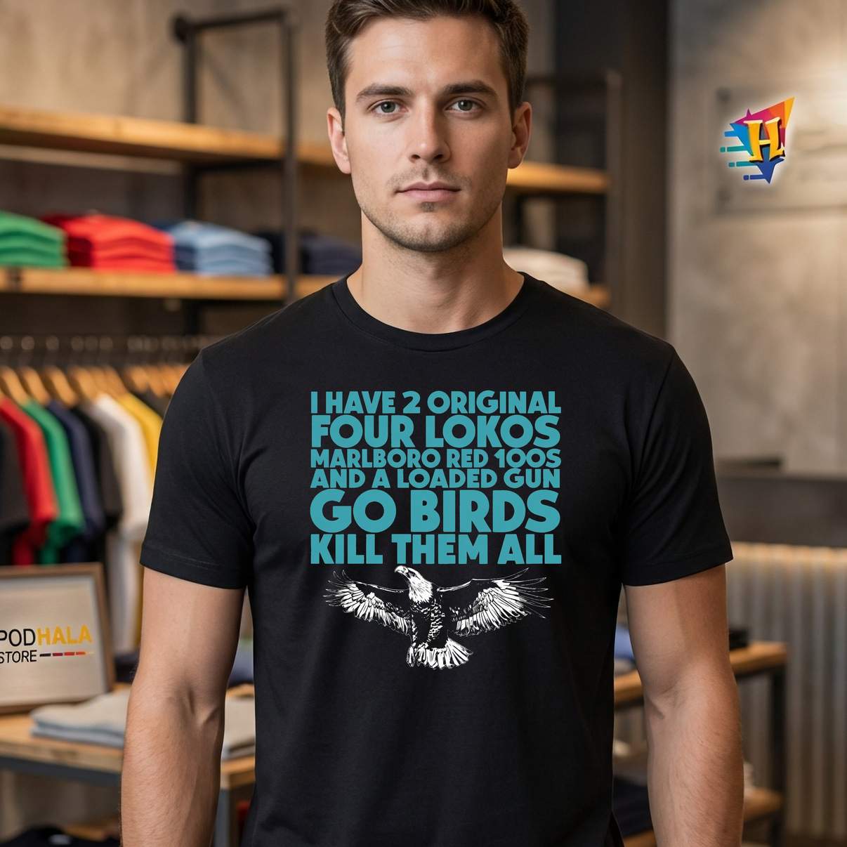 I Have 2 Four Lokos Marlboro Shirt And A Loaded Gun Go Birds Funny Meme Art