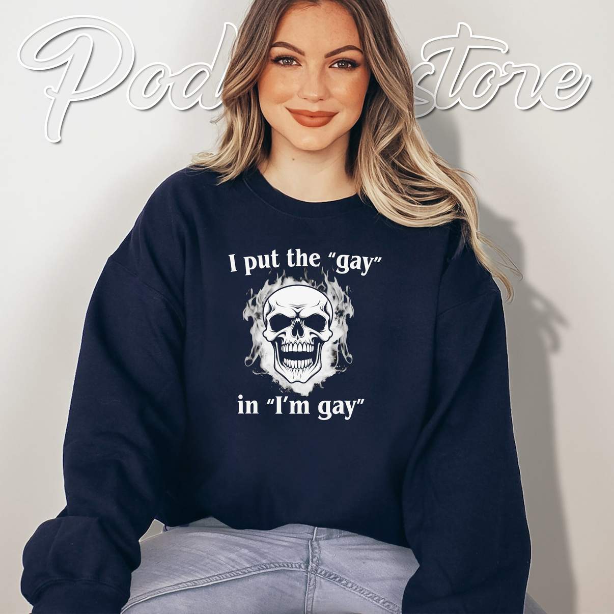 I Put The Gay In Im Gay Skull Shirt Funny Pride LGBTQ Meme Graphic For Mens