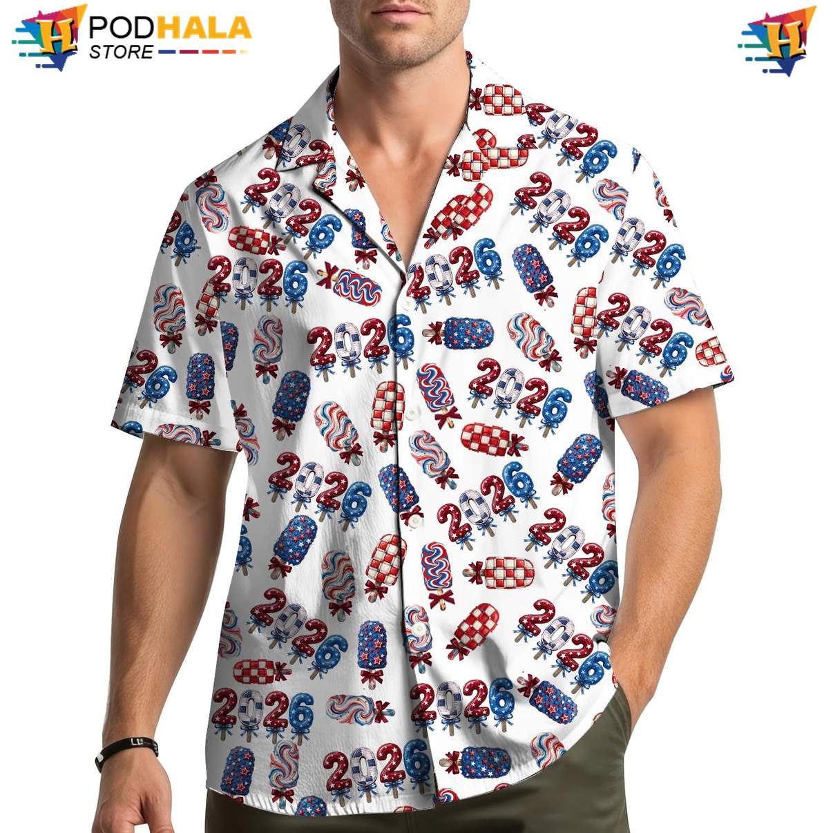 Ice Cream Airplane Aloha Shirt Mens Patriotic Military Plane Beachwear Top