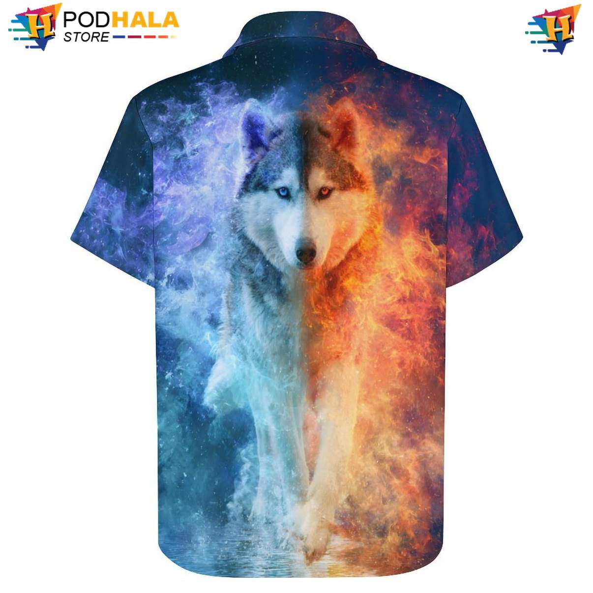 Ice Smoke Wolf Tropical Shirt Mens Cool Print Casual Graphic Tropical Gear Top Ice Smoke Wolf Tropical Shirt Mens Cool Print Casual Graphic Tropical Gear Top