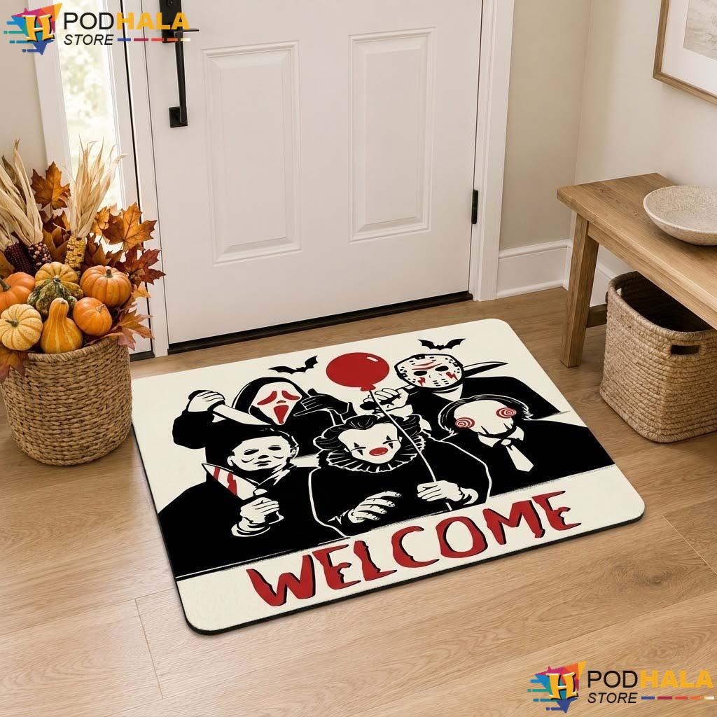 Iconic Horror Character Doormat Creepy Spooky Halloween Welcome Entrance Rug