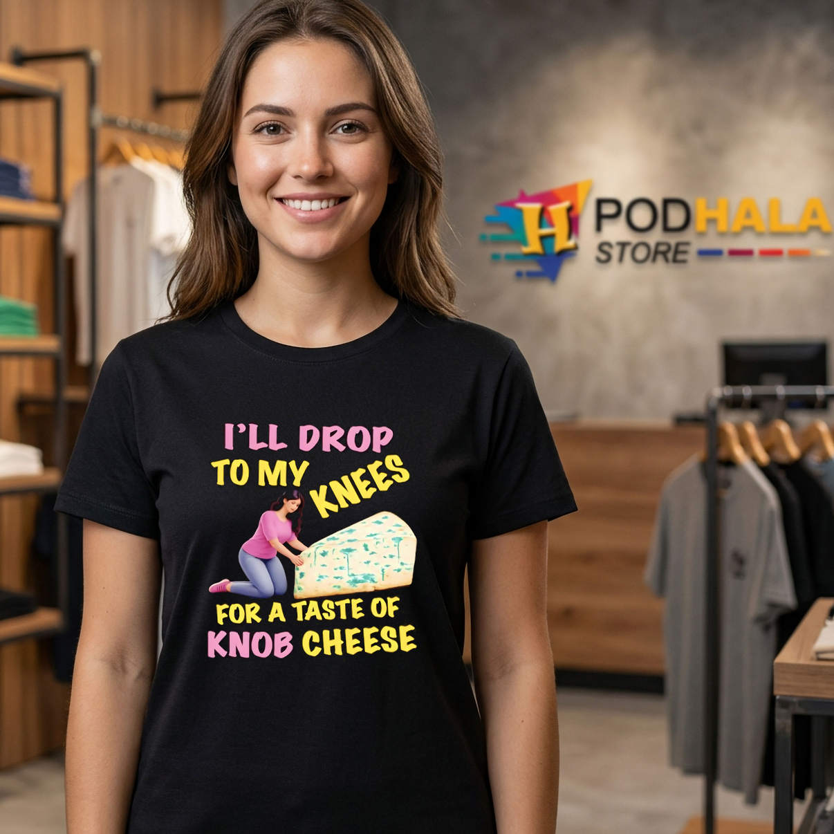Ill Drop To My Knees Taste Shirt Knob Cheese Funny Meme Humor Graphic Mens