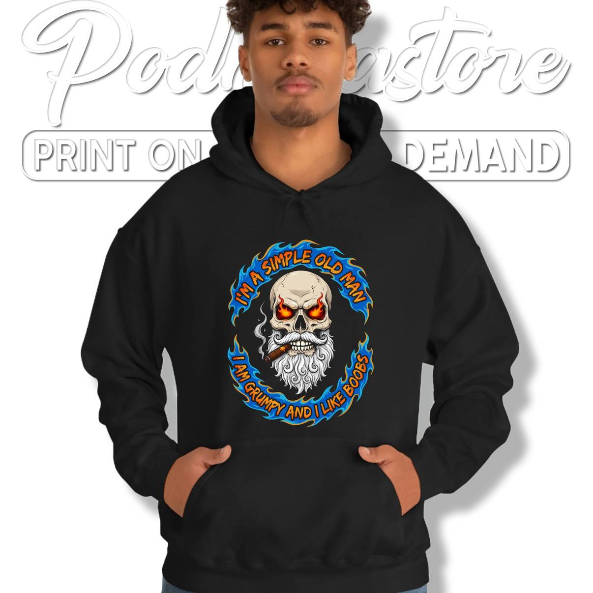 Im A Simple Old Man Skull Shirt Grumpy And I Like Boobs Funny Meme Graphic Men