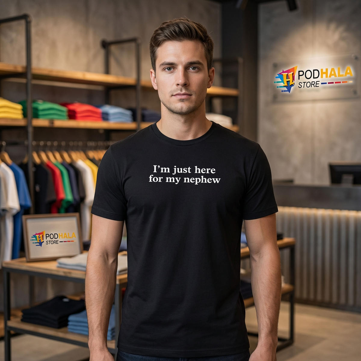 Im Just Here For My Nephew Shirt 2026 Funny Saying Quote Family Fan Apparel