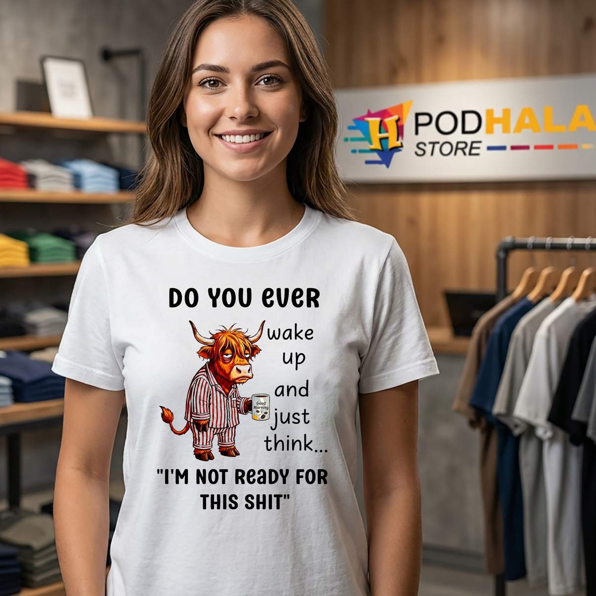 Im Not Ready For This Shit Shirt Funny Cow Meme Humor Graphic Design For Men