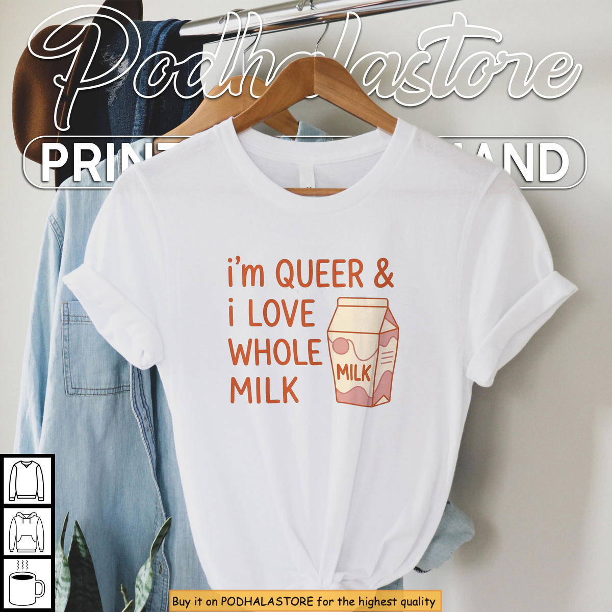 I'm Queer And I Love Whole Milk LGBTQ Meme 2026 Funny Gen Z Pride Gift T-Shirt