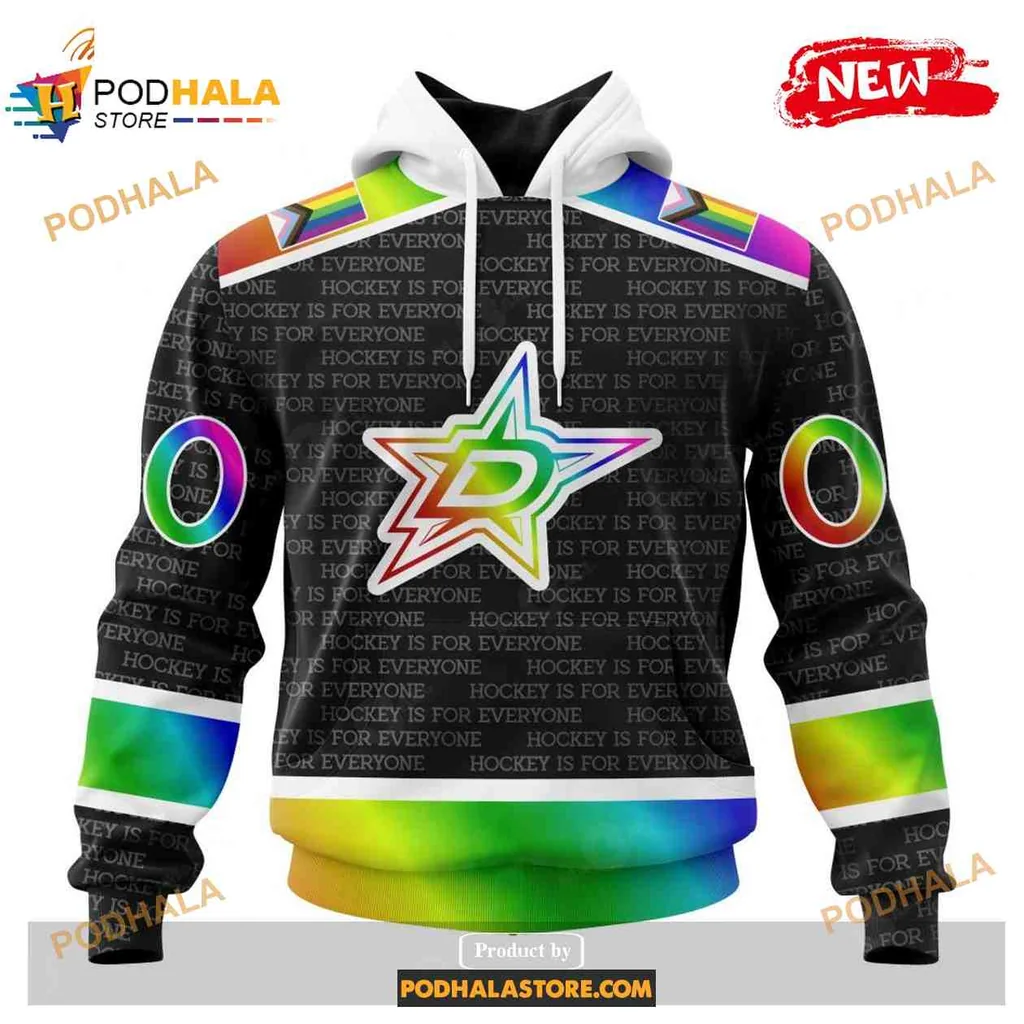 Inclusive Dallas Stars 3d Hoodie With Rainbow Gradient Design