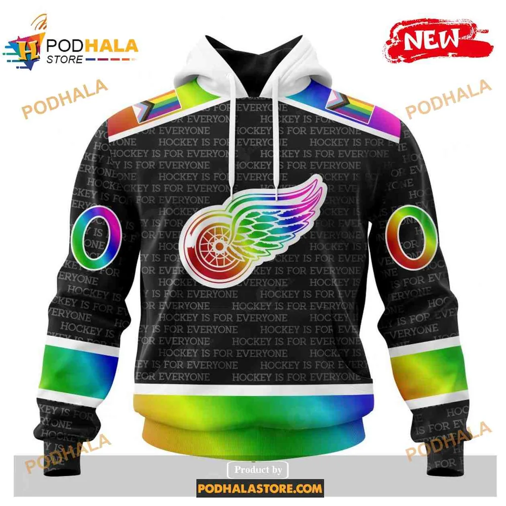 Inclusive Detroit Red Wings 3d Hoodie With Colorful Gradient Wings Design