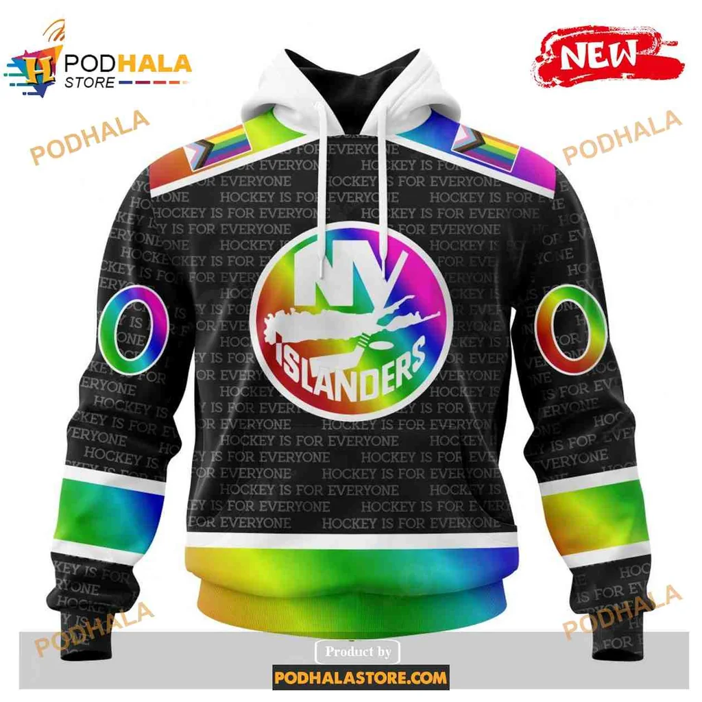 Inclusive New York Islanders 3d Hoodie With Vibrant Rainbow Gradient Design