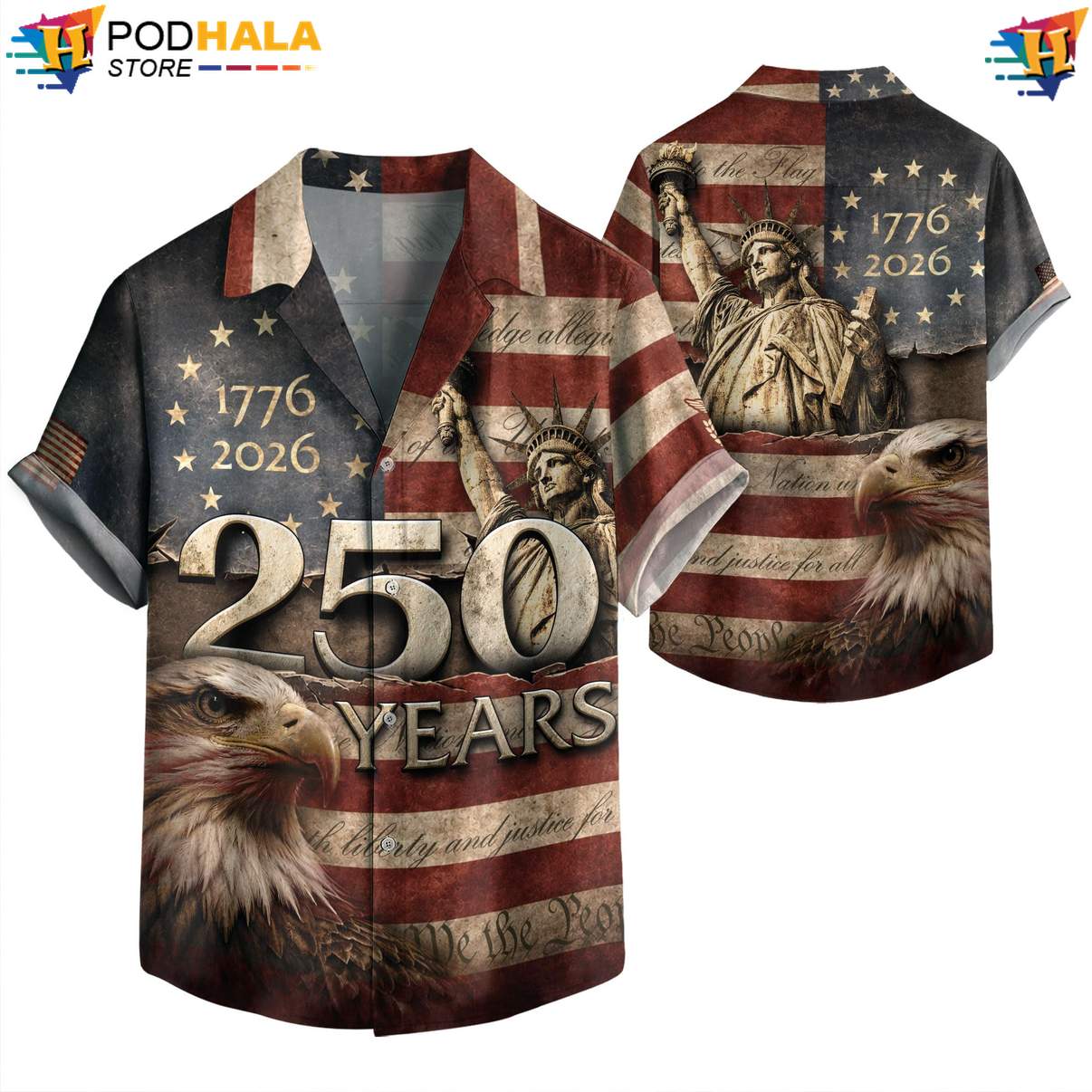 Independence 250 Anniversary Aloha Shirt Fourth Of July USA Patriotic Mens