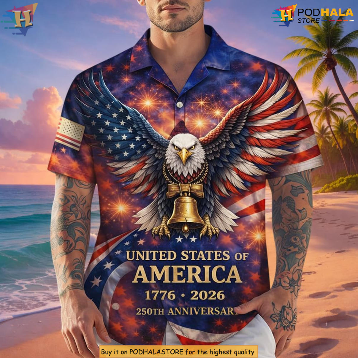 Independence Gifts America 250th Hawaiian Shirt 2026 Patriotic Fan Apparel