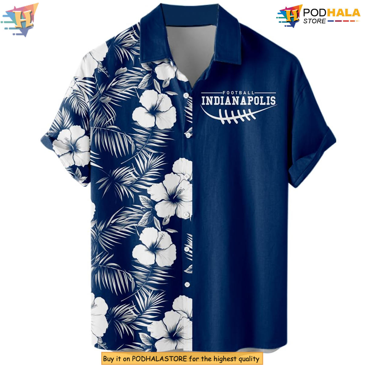 Indianapolis Floral Football Hawaiian Shirt 2026 Custom Name Number Apparel