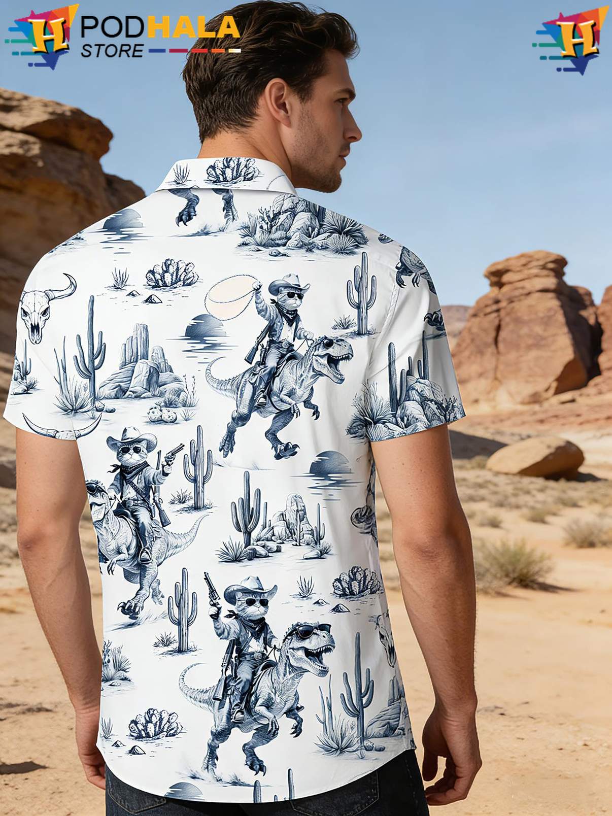 Indigo White Cowboy Short-sleeve button-up shirt Western Mens Summer Beach Dress Apparel Indigo White Cowboy Short-sleeve button-up shirt Western Mens Summer Beach Dress Apparel