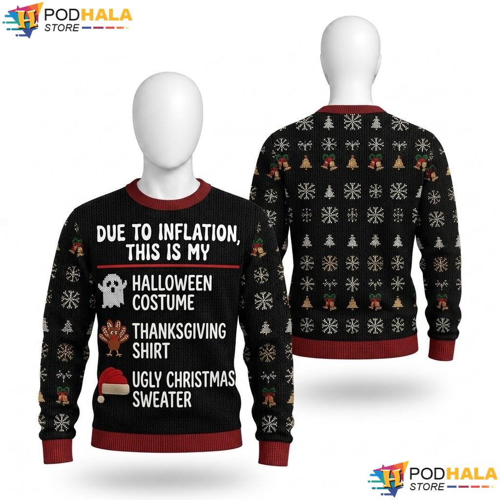 Inflation Halloween Costume Christmas Sweater Retro Ghost Pullover