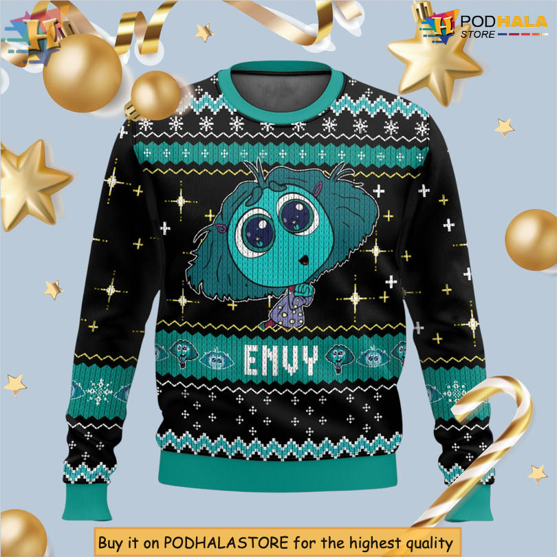 Inside Out Envy Character Disney Pixar Scene Bright Graphic Christmas Sweater